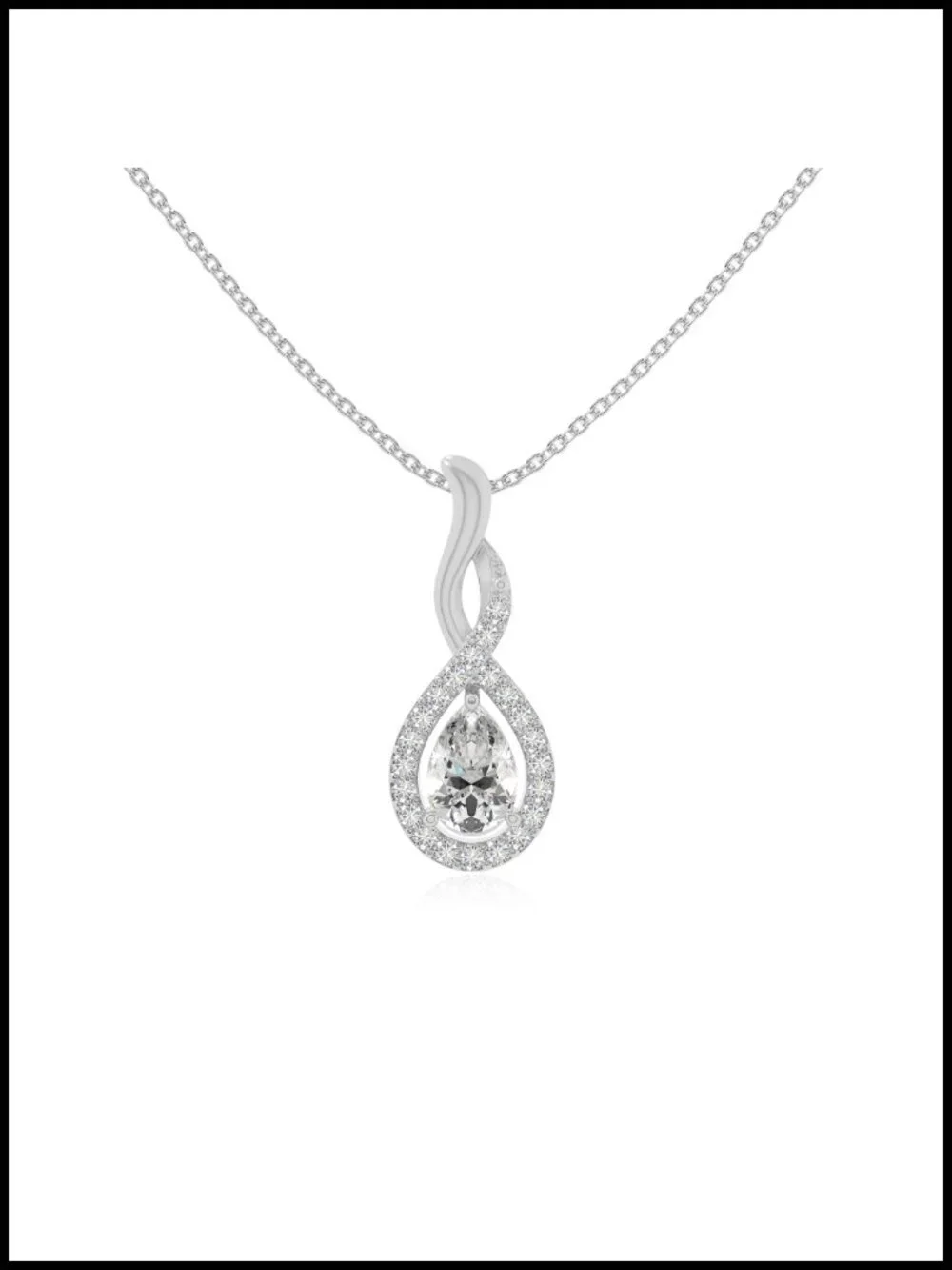 Sterling Silver Ruby Moissanite Infinity Pear Pendant Necklace